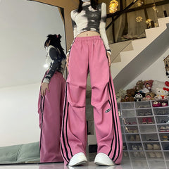 Vintage Pleated Piping Details Sweatpants - fairypeony