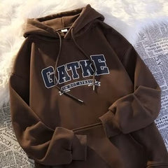 Vintage Print Embroidered Hoodie