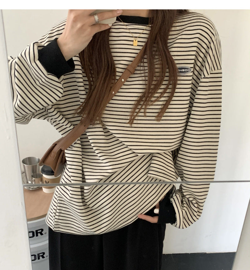 90s Striped Oversized Long Sleeve Tee - fairypeony