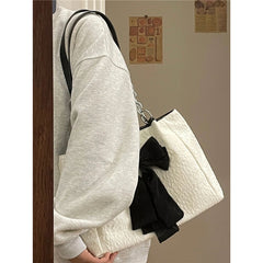 Aesthetic Bow Large Capacity Canvas Shoulder Bag