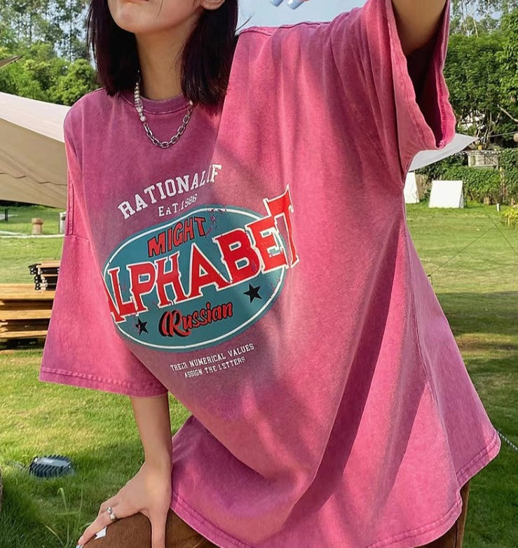 Vintage Logo Print Oversized T-shirt - fairypeony