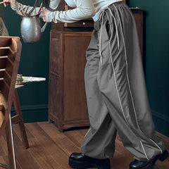 Drawstring Side Stripe Baggy Sweatpants