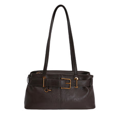 Vintage Belted Pu Leather Shoulder Bag - fairypeony