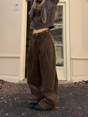 Loose Wide-Leg Corduroy Work Pants – Fleece-Lined Unisex Retro Trousers