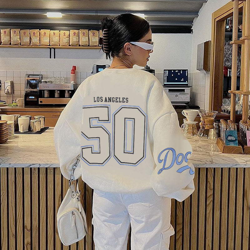 Letter Print Pullover Oversized Sweatshirt - fairypeony