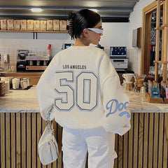 Letter Print Pullover Oversized Sweatshirt - fairypeony