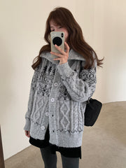 Twist Weave Thick Thermal Knitting Cardigan