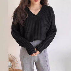 Vintage V-Neck Striped Sweater