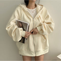 Womens Fleece-Lined Hooded Sweatshirt Jacket