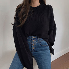 Solid Color Casual Oversized Sweater