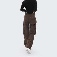 Contrast Stitch Baggy Cargo Pants - fairypeony
