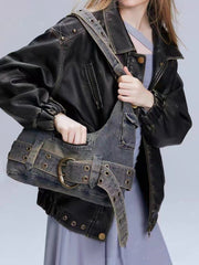 Y2K Belt Denim Shoulder Bag