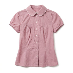 2000s Babydoll Striped Short-Sleeve Shirt – Peter Pan Collar, One Size