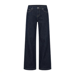 2000s Dark Navy Low-Waist Wide-Leg Flared Jeans – Raw Denim XS–XL Standard