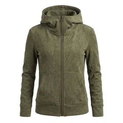 2000s Distressed Cropped Zip-Up Hoodie – Army Green