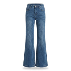 2000s Retro Blue High-Waist Flared Stretch Jeans XS–4XL