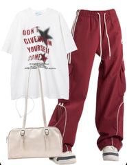Oversized Tee + Cargo Sweatpants + Free Bag - fairypeony