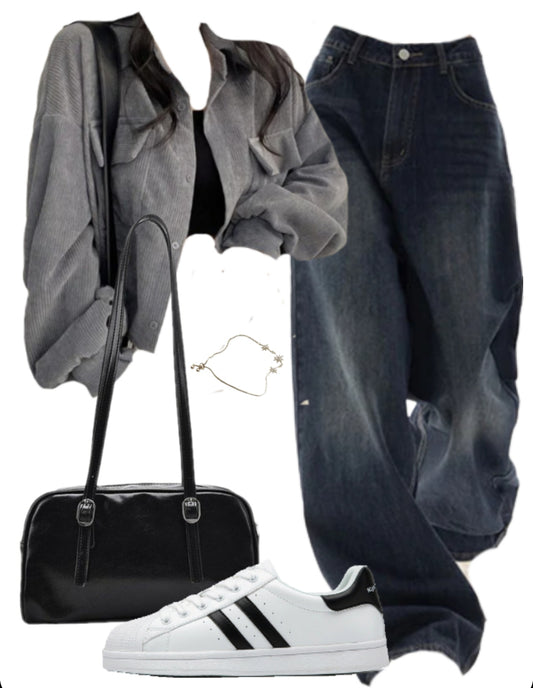 OOTD: Long Sleeve Blouse + Boyfriend Jeans + Leather Shoulder Bag + casual shell shoes