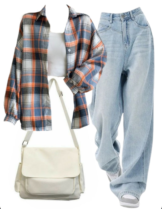 OOTD: Loose Blouse + Boyfriend Jeans + Large Canvas Satchel Bag