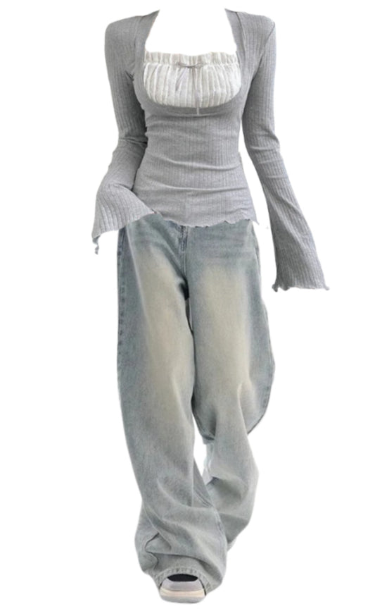 OOTD: Fungus He Long Sleeve Tee + Vintage 90s Baggy Boyfriend Jeans