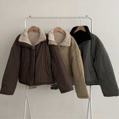 Vintage Checkered Print Reversible Coat