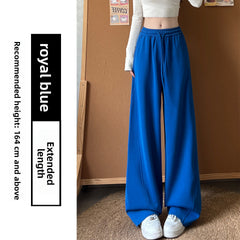 Curved Hem High-Waist Wide-Leg Sweatpants – Soft Cotton Blend Casual Trousers in Regular & Extended Length