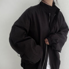 Women's Loose Fit Baseball Jacket – Korean Style Zip-Up Streetwear Coat - fairypeony