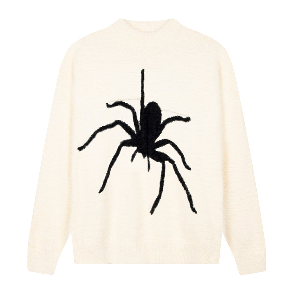 Spider Print Loose Sweater - fairypeony