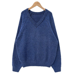 Solid Color V-Neck Loose Sweater