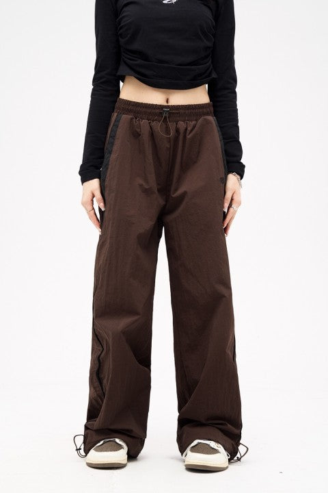 Contrast Piping Baggy Sweatpants - fairypeony