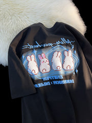 Embroidered Cute Rabbit Oversized T-shirt