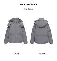 Solid Heart Embellished Hooded Puffer Jacket