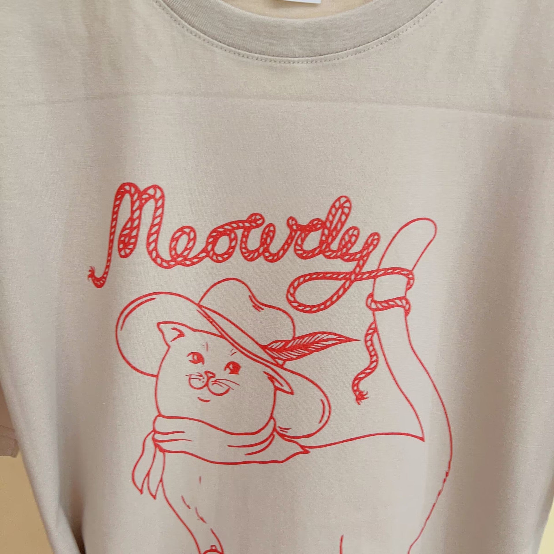 Cartoon Cowboy Cat Print Oversized T-shirt - fairypeony