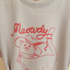 Cartoon Cowboy Cat Print Oversized T-shirt - fairypeony