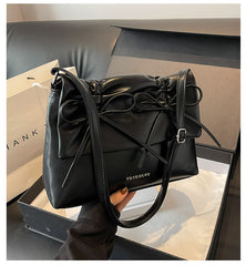 Aesthetic Bow Solid Color Leather Shoulder Bag