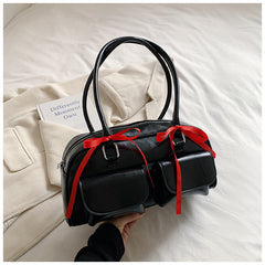 Aesthetic Ribbon Satchel Velvet Shoulder Bag