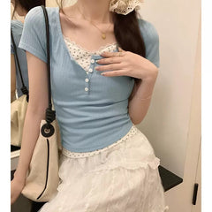 Patchwork Rib Short Sleeve Tee