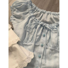 Coquette Elastic Collar Bow Tie Short Sleeve Tee