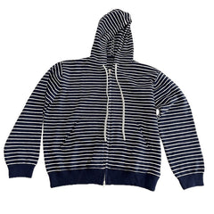 Women Casual Hooded Zip Up Striped Sweater