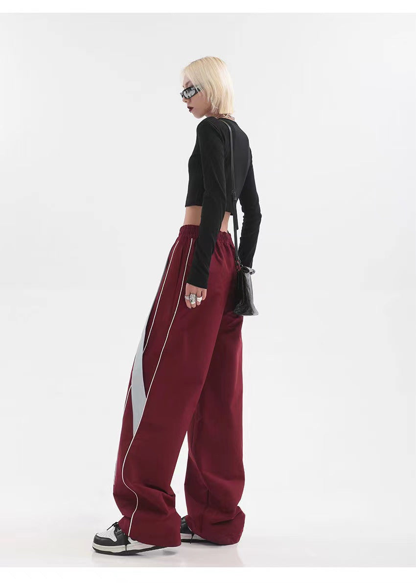 Piping Patchwork Baggy Sweatpants - fairypeony