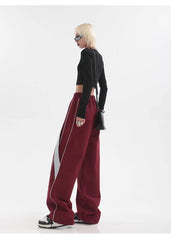 Piping Patchwork Baggy Sweatpants - fairypeony