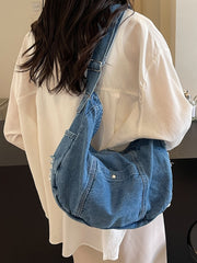 Vintage Washed Denim Crossbody Bag