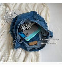 Vintage Washed Denim Crossbody Bag