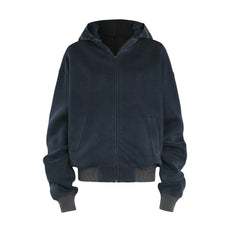 Faux Two-Piece Hooded Zip-Up Sweatshirt Streetwear Cardigan
