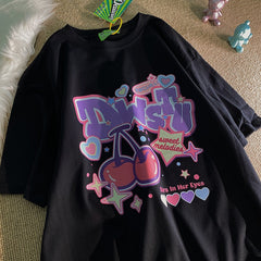 Danish Pastel Print Oversized Short Sleeve Tee - fairypeony