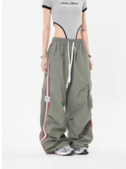 Vintage Side Striped Baggy Cargo Sweatpants - fairypeony