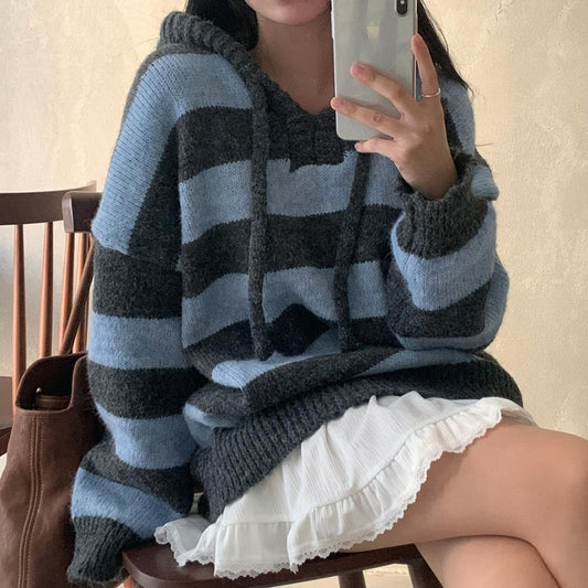 Vintage Striped Hooded Sweater