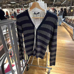 Cable Knit Striped Cardigan