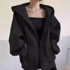 Solid Color Pullover Zip Up Oversized Hoodie
