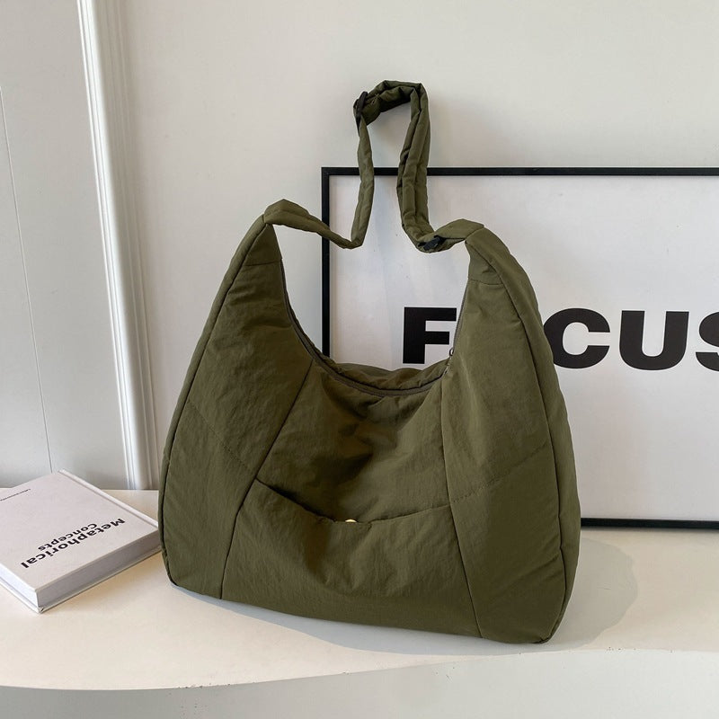 Solid Color Padded Casual Shoulder Bag - fairypeony